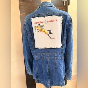 Upcycled Faded Glory Ride Like You Mean It Stretch Denim Blazer   Size L (12-14)